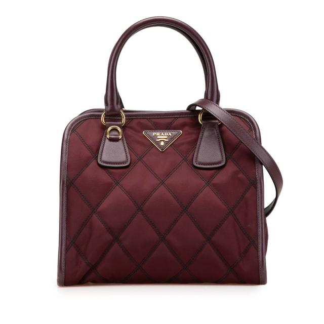 プラダ 三角ロゴプレート キルティング ハンドバッグ ショルダーバッグ
