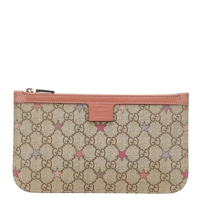 グッチ GGスプリーム スター 星 付属ポーチ 309498 ベージュ ピンク PVC レザー レディース GUCCI 【中古】
