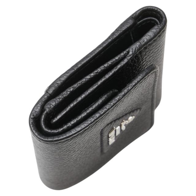 プラダ 三角ロゴ 二つ折り財布 ブラック レザー レディース PRADA 【中古】