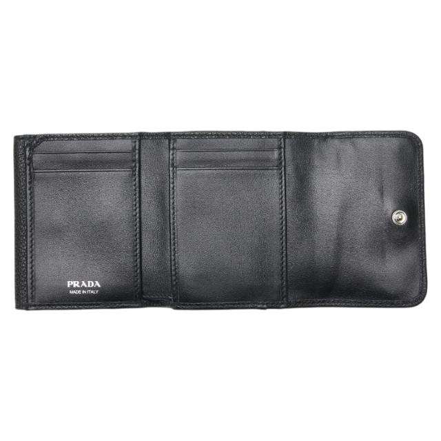 プラダ 三角ロゴ 二つ折り財布 ブラック レザー レディース PRADA 【中古】