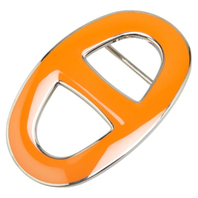 エルメス シェーヌダンクル バックル オレンジ シルバー メタル レディース HERMES 【中古】