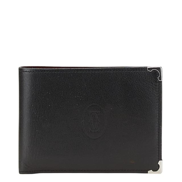 カルティエ マストライン 二つ折り財布 ブラック レザー メンズ カルティエ マストライン 二つ折り財布 ブラック レザー メンズ
