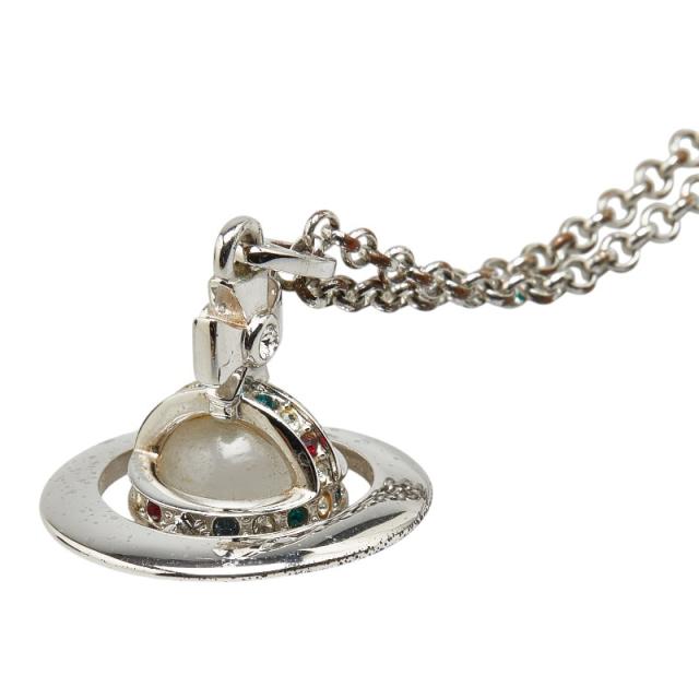 極美品！ヴィヴィアンウエストウッド オーブネックレス レッド×グリーン×シルバー ストーン キラキラ 袋/箱付き ロゴ クロス 十字架 Vivienne Westwood オーブストーンネックレス 極美品