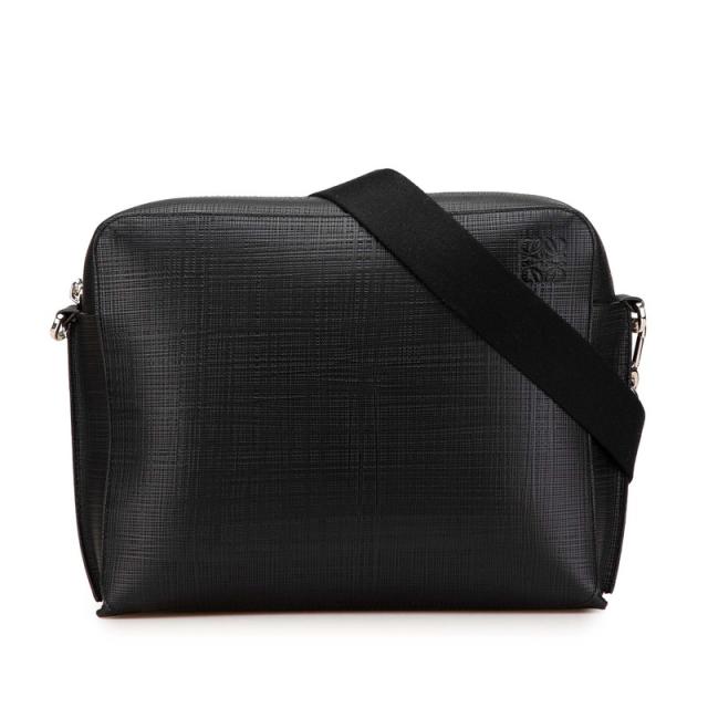 ロエベ アナグラムロゴ ショルダーバッグ ブラック レザー メンズ LOEWE 【中古】