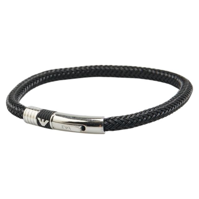 アルマーニ ブレスレット ブラック シルバー ステンレススチール ファイバー メンズ ARMANI 【中古】