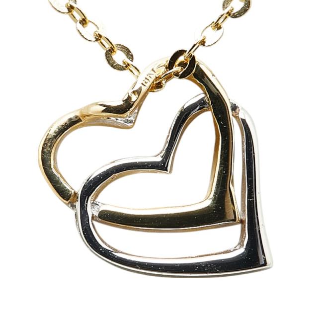 K18 ダイヤ付 ネックレス 38cm 2.9g ハートモチーフ