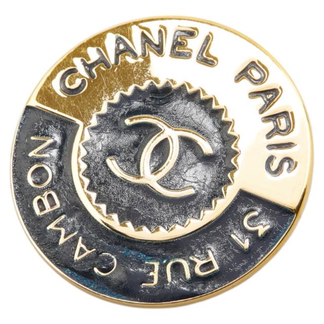 シャネル ココマーク 31 RUE CAMBON PARIS ラウンド ブローチ ゴールド ブラック メッキ レディース CHANEL 【中古】