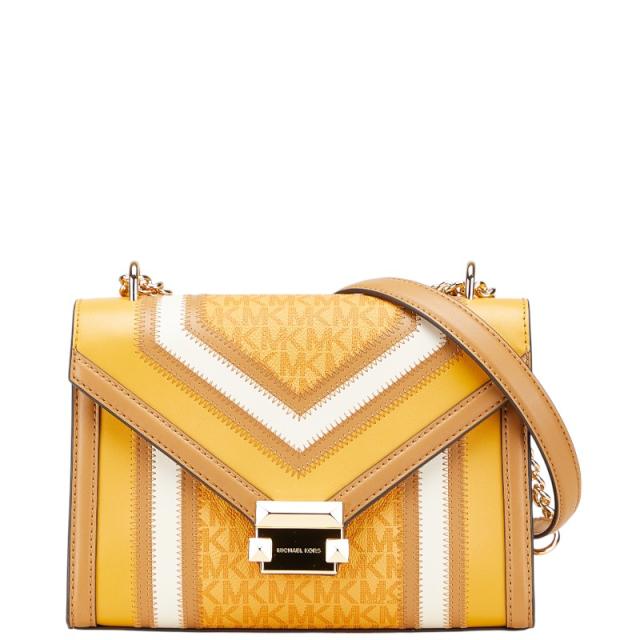 マイケルコース WHITNEY ホイットニー カラーブロック ミディアム チェーン ショルダーバッグ ブラウン ベージュ Michael Kors 【中古】