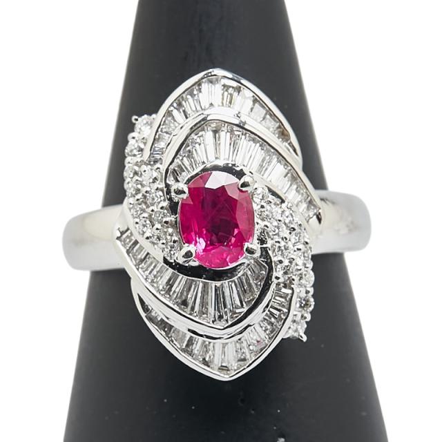 ポチ　Pt900サファイア/ダイヤモンドリング　#13　　中古品 Pt900サファイアダイヤリング#13 【無料ギフトラッピング】【A