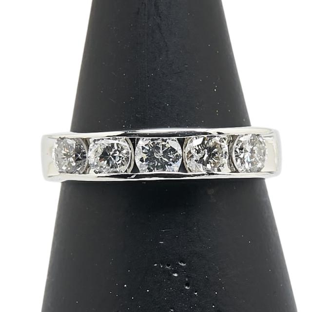 Pt900 プラチナ ダイヤ1.00ct 一文字 リング 指輪 レディース 11.5号 中古 