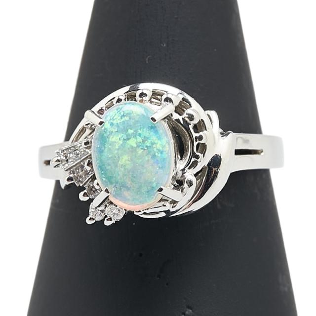 Pt900 プラチナ オパール0.69ct ダイヤ0.09ct リング 指輪 Pt900 プラチナ オパール0.69ct ダイヤ0.09ct リング 指輪