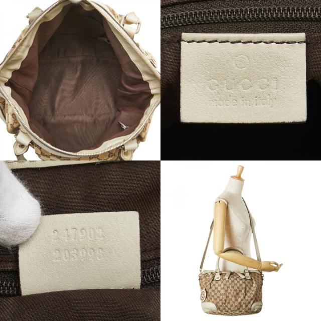 グッチ GGキャンバス スーキー ハンドバッグ ショルダーバッグ 2WAY 247902 ベージュ ホワイト キャンバス レザー GUCCI 【中古】_9