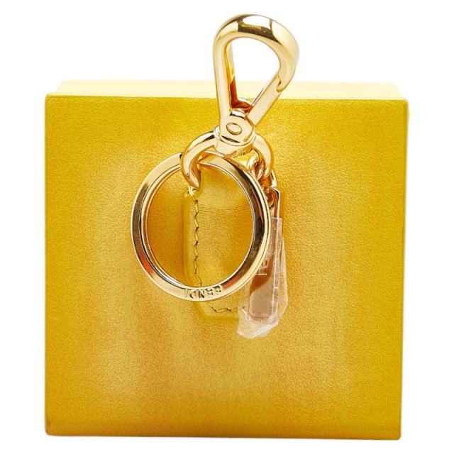 フェンディ ミニボックス チャーム キーホルダー 7AR894 イエロー レザー レディース FENDI 【中古】_1