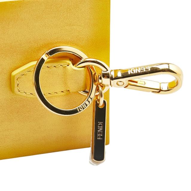 フェンディ ミニボックス チャーム キーホルダー 7AR894 イエロー レザー レディース FENDI 【中古】_4