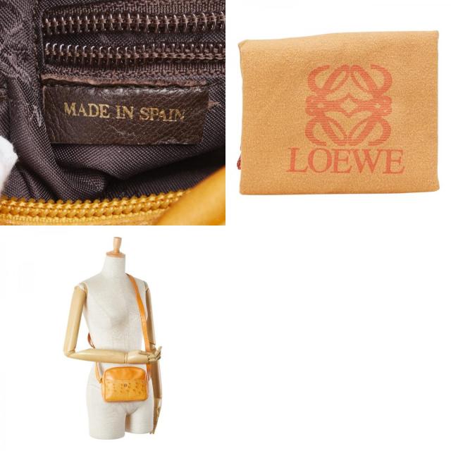 ロエベ 斜め掛け ミニショルダーバッグ ブラウン レザー オーストリッチ レディース LOEWE 【中古】