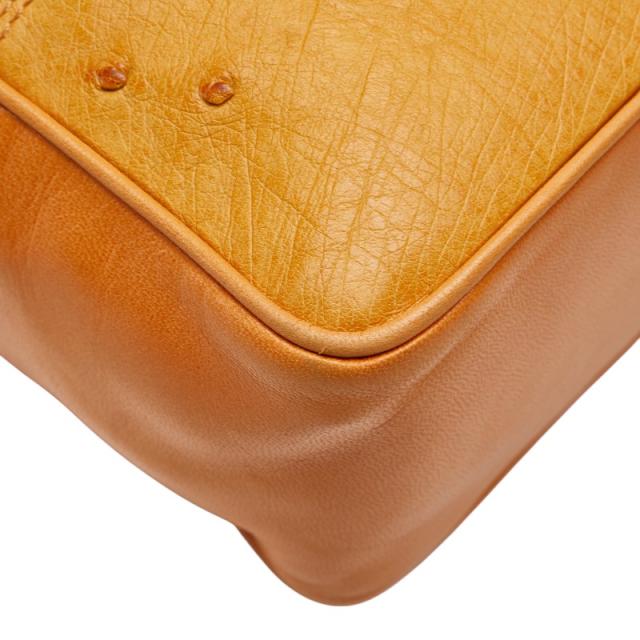 ロエベ 斜め掛け ミニショルダーバッグ ブラウン レザー オーストリッチ レディース LOEWE 【中古】