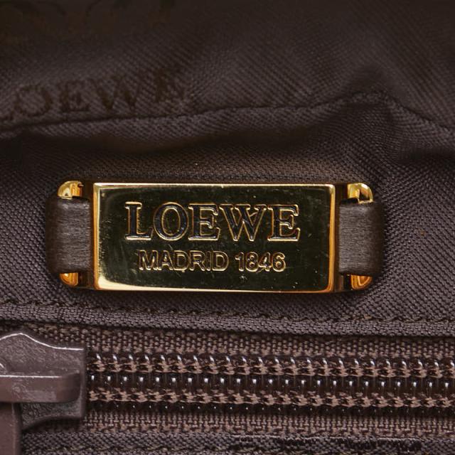 ロエベ 斜め掛け ミニショルダーバッグ ブラウン レザー オーストリッチ レディース LOEWE 【中古】
