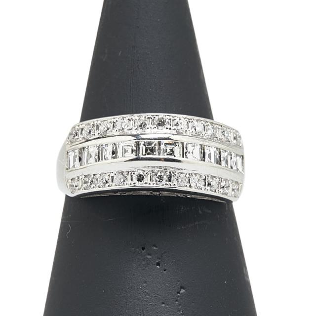 ノーブランド リング K18×Pt900×ダイヤモンド クリア 総重量:2.4g 美品 アクセサリー（指） ノーブランド no brand ブルーサファイヤ リング プラチナ Pt900