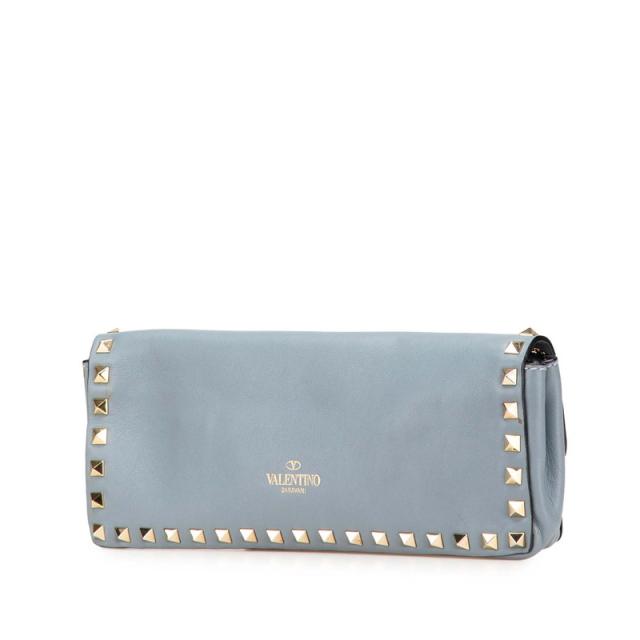 VALENTINO スタッズクラッチバッグ ホワイト 0NO ファッション Valentino スタッズ付きクラッチバッグ