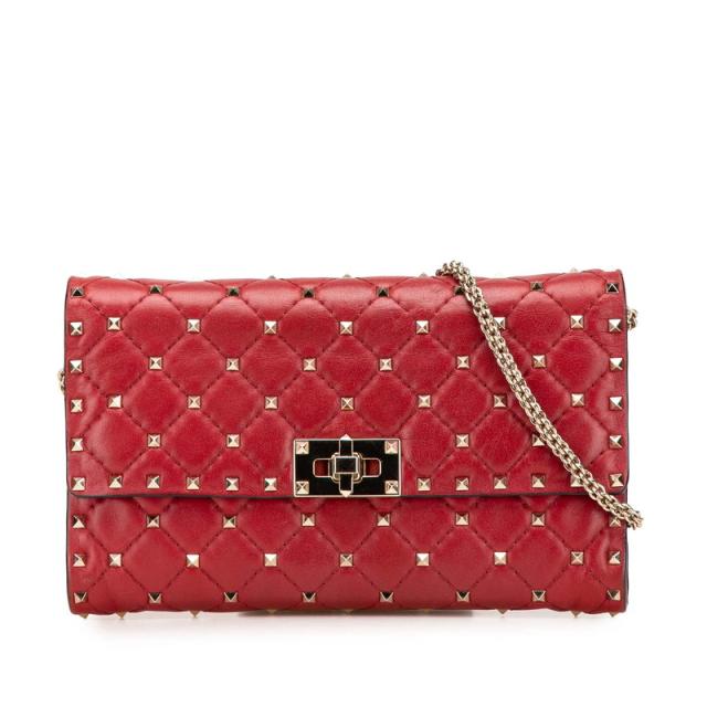 VALENTINO 赤 レザー スタッズ バッグ 【公式通販】