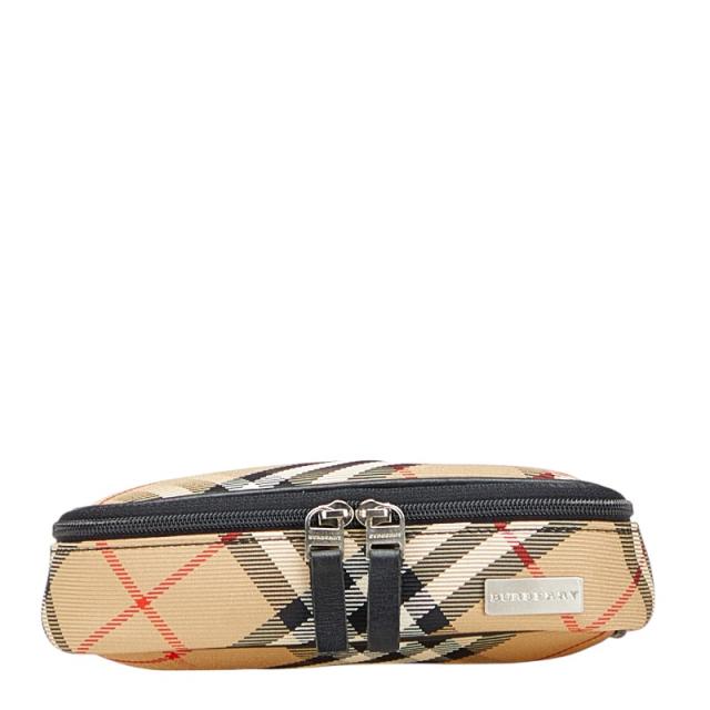 バーバリー ノバチェック ポーチ ベージュ ブラック レッド キャンバス