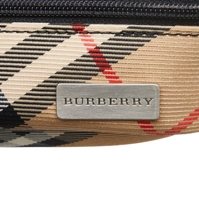 バーバリー ノバチェック ポーチ ベージュ ブラック レッド キャンバス レザー レディース BURBERRY 【中古】 バーバリー ノバチェック ポーチ ベージュ ブラック レッド キャンバス