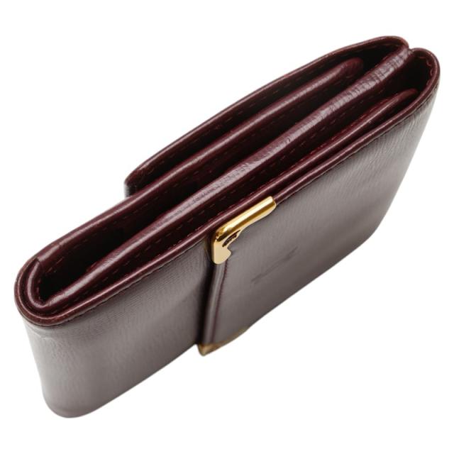 美品】 カルティエ バーガンディ 二つ折り 折り財布 財布 レザー