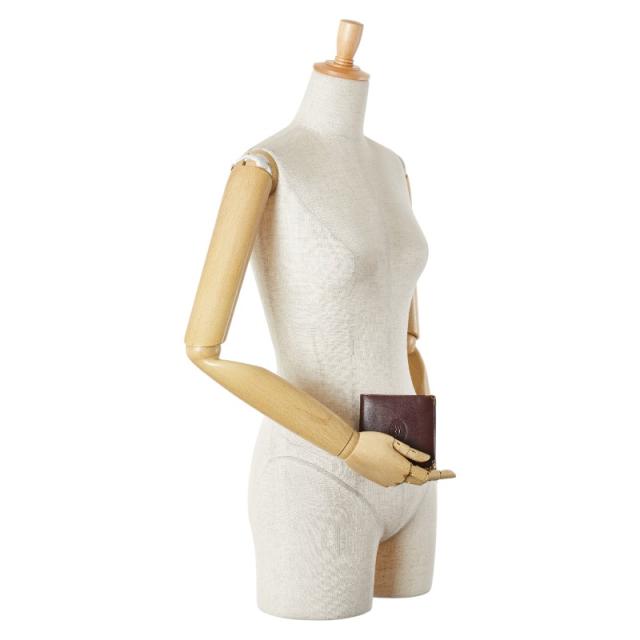 カルティエ マストライン 二つ折り財布 ワインレッド ボルドー レザー