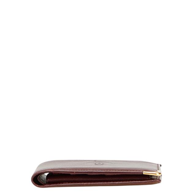 カルティエ マストライン 二つ折り財布 ワインレッド ボルドー レザー