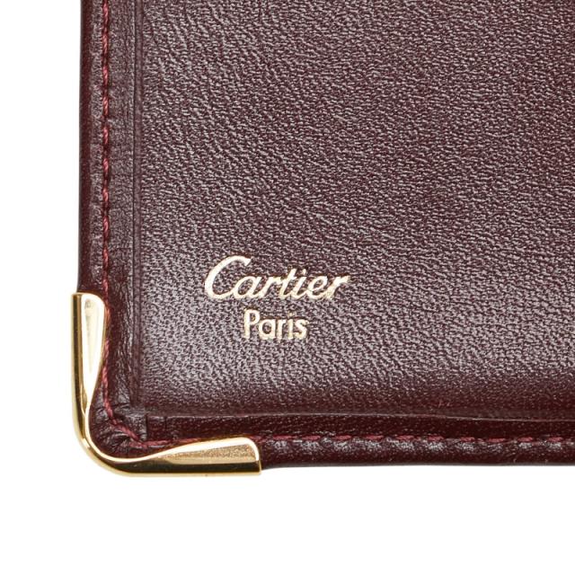 cartier カルティエ バーガンディ レザー 二つ折り財布 cartier カルティエ バーガンディ レザー 二つ折り財布