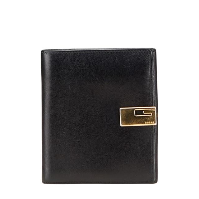 グッチ 三つ折り財布 ブラック レザー レディース GUCCI 【中古】 グッチ 三つ折り財布 ブラック レザー レディース GUCCI 【中古】