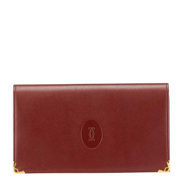 カルティエ マストライン 長財布 ボルドー ワインレッド レザー レディース CARTIER 【中古】