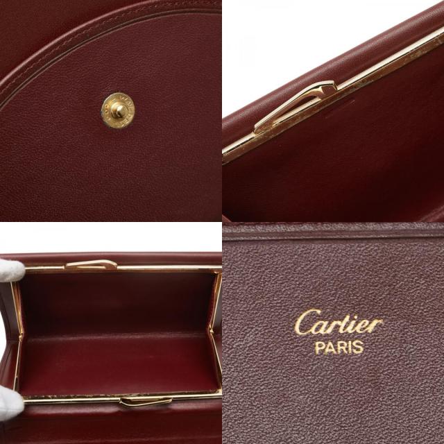 カルティエ マスト 長財布 ボルドー フラップ開閉 used Cartierカード×12 5ic3123-hカルティエ 長財布 マスト レザー ボルドー ゴールド金具