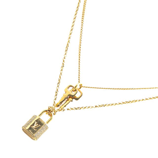 ルイ ヴィトン LV パドロック シャンデリア首飾り M01593 ゴールド メッキ 生産ライン石ころ レディース LOUIS VUITTON 【中古】