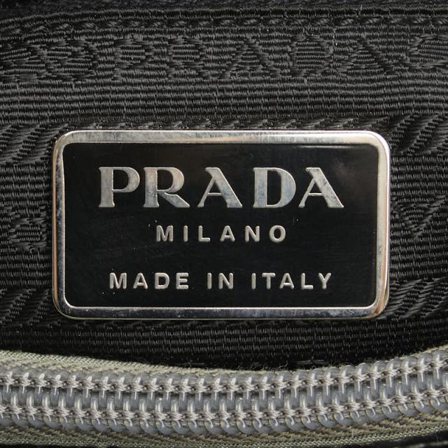プラダ 三角ロゴプレート トートバッグ B8851 グレー ナイロン レザー