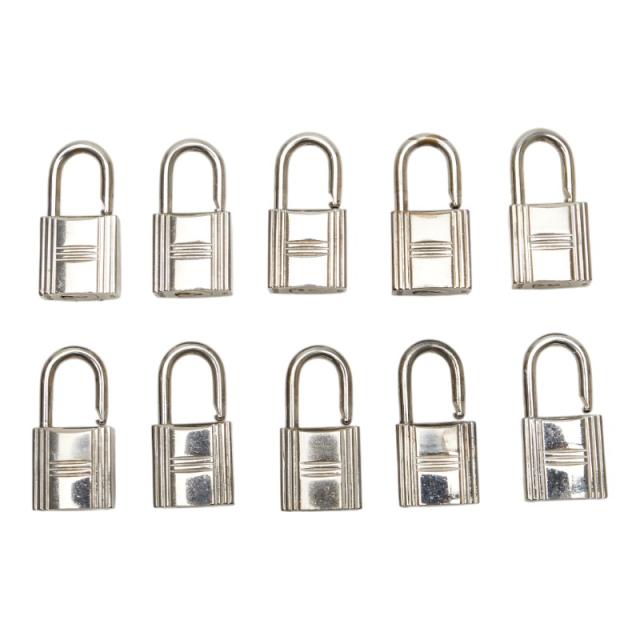 エルメス カデナ 南京錠 10個セット シルバー メタル レディース HERMES 【中古】