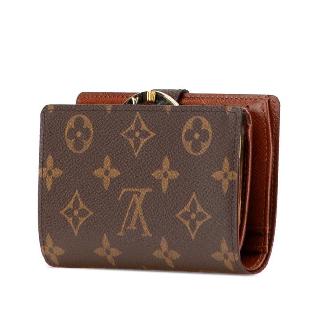 【極美品】Louis Vuitton モノグラム レザー 二つ折り財布 ルイヴィトン モノグラム 二つ折り財布 ブラウン PVC レザー ユニセックス
