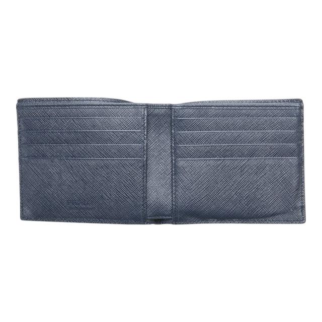 プラダ 二つ折り財布 ブラック ネイビー サフィアーノレザー メンズ PRADA 【中古】_7
