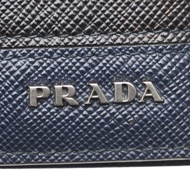 プラダ 二つ折り財布 ブラック ネイビー サフィアーノレザー メンズ PRADA 【中古】_8