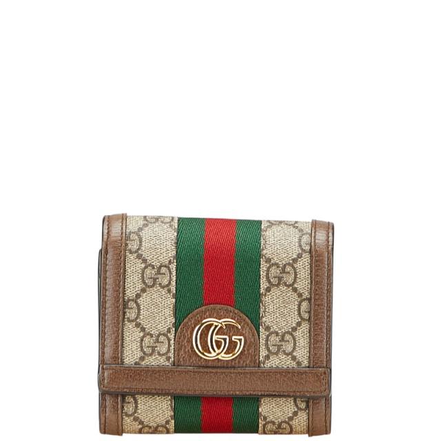 スイカ様✨グッチ　三つ折り財布　オフィディア　マーモント　シェリーライン　PVC GUCCI 三つ折り財布 オフィディア マーモント PVC 訳ありGUCCI GG