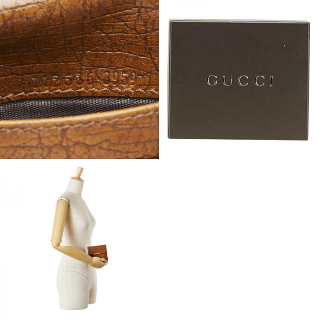 グッチ バンブー 三つ折り財布 112536 ブラウン レザー レディース GUCCI