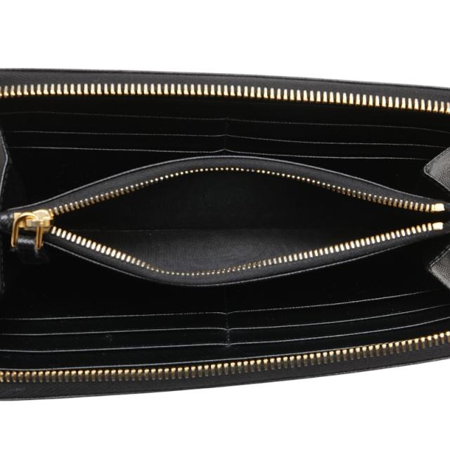 プラダ 長財布 ラウンドファスナー 三角ロゴ サフィアーノ レザー 黒