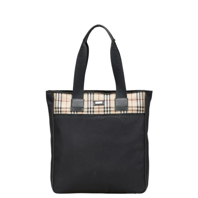 バーバリー ノバチェック トートバッグ ショルダーバッグ ブラック ベージュ ナイロン キャンバス レディース BURBERRY 【中古】