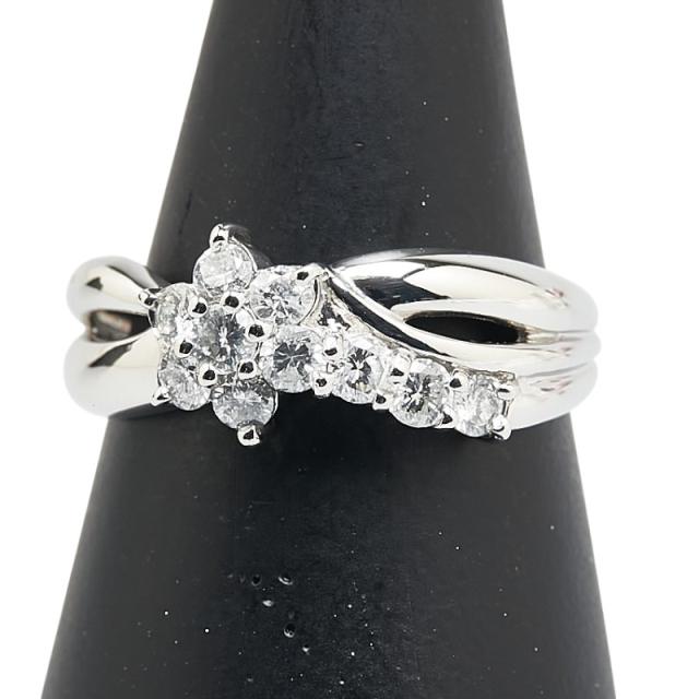 Pt900 プラチナ リング ダイヤモンド 0.50ct ハーフエタニティ 一文字