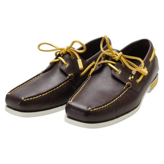 ルイ ヴィトン ヴィトンカップ デッキシューズ サイズ:7 ブラウン イエロー レザー メンズ LOUIS VUITTON 【中古】