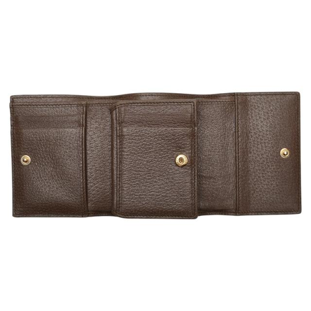 GUCCI　グッチ　茶　PVC×レザー　オフィディア　三つ折り財布　523174 GUCCI グッチ 茶系 PVC×レザー オフィディア 三つ折り財布 523174