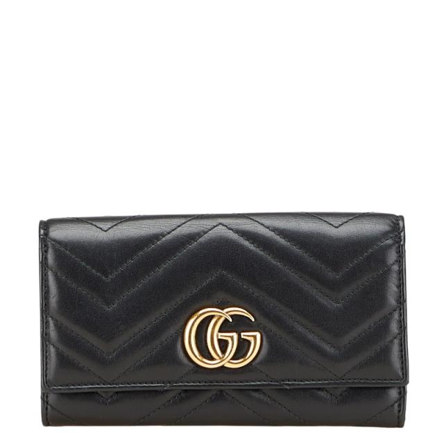グッチ GGマーモント 長財布 443436 ブラック レザー レディース GUCCI 【中古】