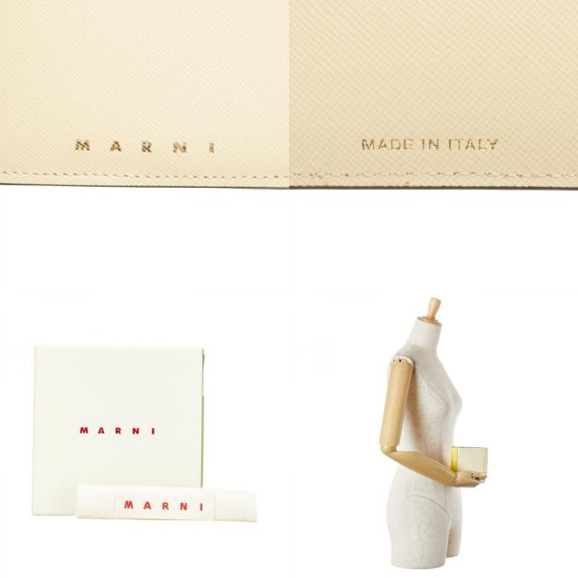 マルニ バイカラー 二つ折り財布 PFMI0003L0 ベージュ イエロー レザー