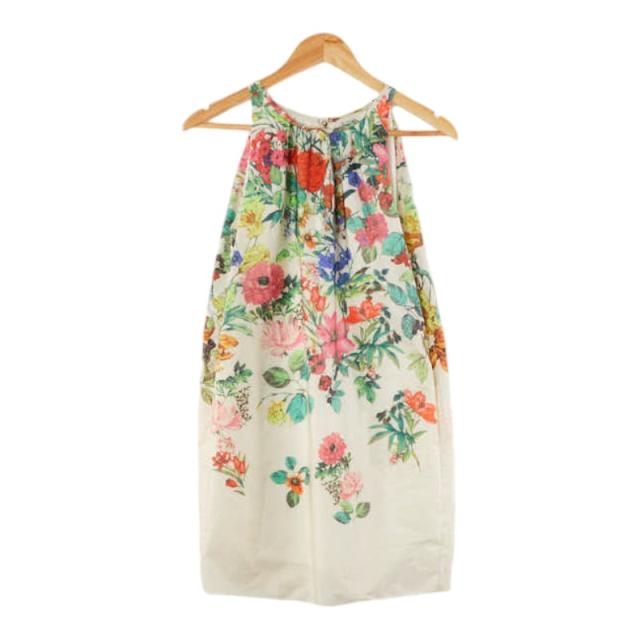 モンクレール ノースリーブ 花プリント ミニワンピース サイズ：38 310936810100 53286 オフホワイト マルチカラー MONCLER 【中古】