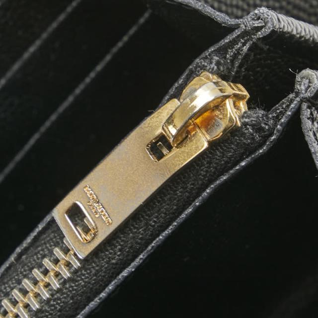 サンローラン YSLロゴ Vステッチ 長財布 ラウンドファスナー ブラック